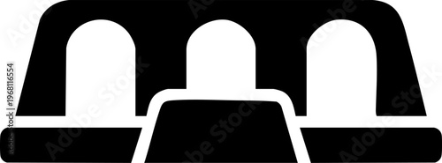 Interior view of a modern train carriage with three rows of seats showing architecture and transportation concept.