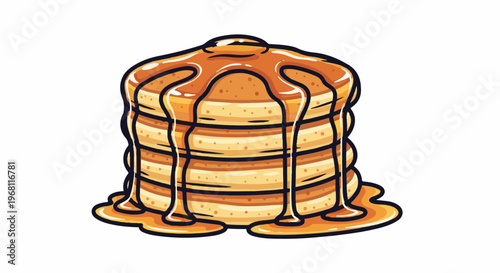 Stack of pancakes with dripping syrup