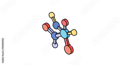 Colorful illustration of a molecular structure isolated on a pure white backdrop