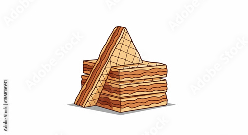 Stack of wafer snacks with triangular piece leaning