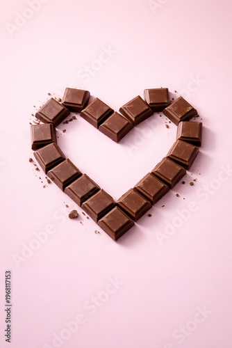 Chocolate Pieces Forming Heart Shape Sweet Love Concept