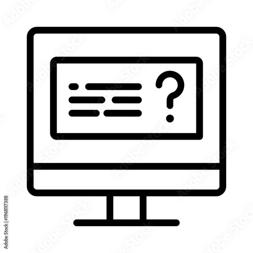 Frequently asked questions vector icon. FAQ illustration sign. Computer with question symbol. 
