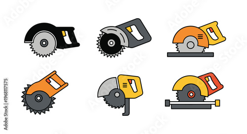 Cut off Saw Line art vector abstract simple decorative illustration