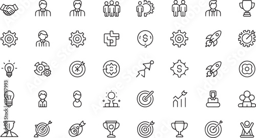 Collection of flat design icons representing various activities professions and everyday life elements