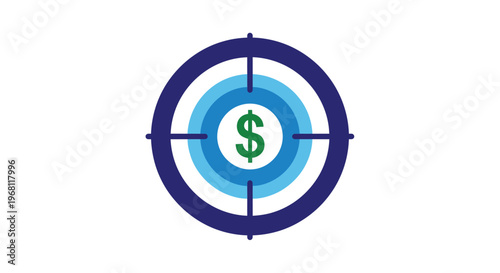 Financial target concept: illustration of a dollar sign within a target, concept vector