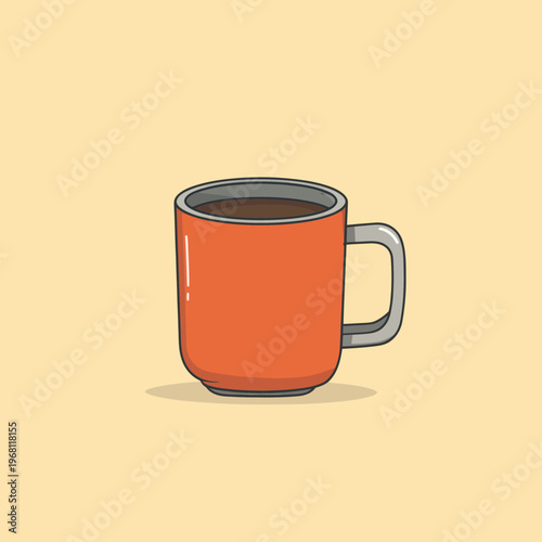Orange coffee mug with curved handle