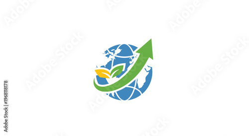 Global Growth Icon Depicting Sustainability and Environmental Progress in a Modern Context