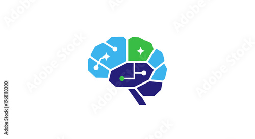 Graphic illustration of a brain with network connections symbolizing artificial intelligence
