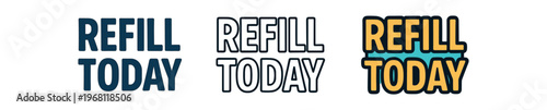 Refill today icon set. refill, refill station, sustainable shopping, refillable, reduce plastic, eco reminder. outline flat and colored vector illustration.