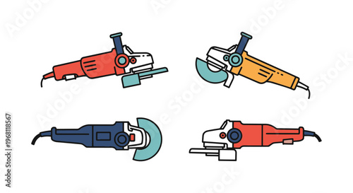 Angle Grinder Line art vector simple minimal illustration