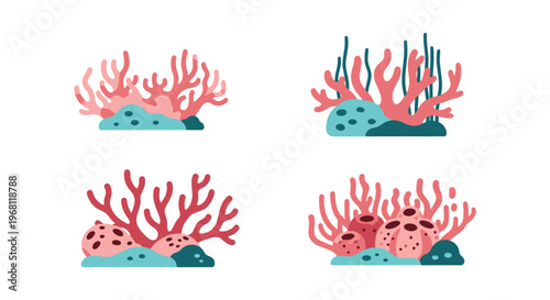 Dead coral reef Line art simple minimal shapes illustration