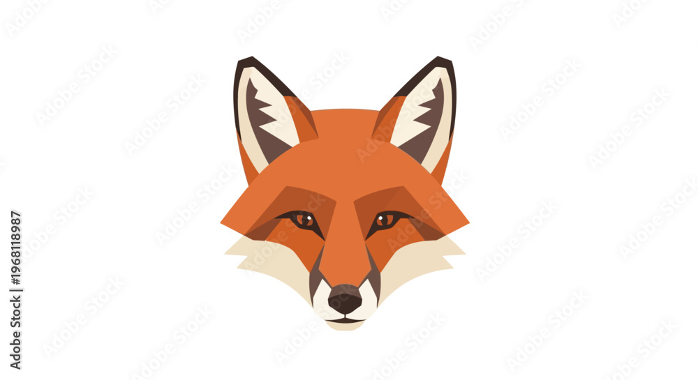 Fototapeta premium Geometric Fox Head Illustration Against a White Backdrop Perfect for Modern Design