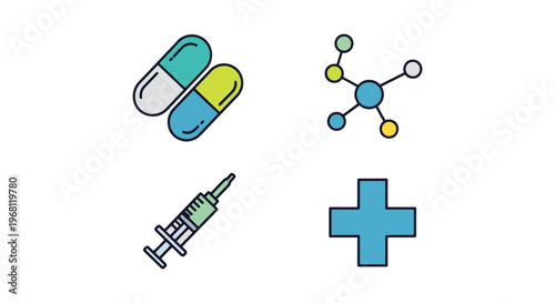 Antibiotic Line art vector simple abstract colorful