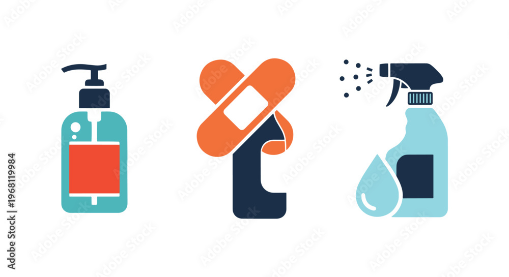 Fototapeta premium Antiseptic Line art vector clean abstract color design