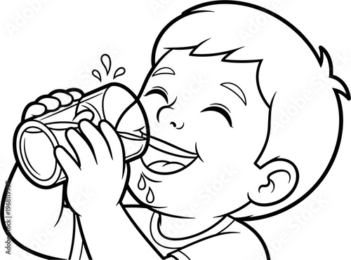 Boy drinking from a glass 3.