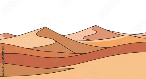 Desert landscape illustration with stylized dunes and a minimalist artistic design