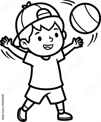 Boy playing with a tennis ball.