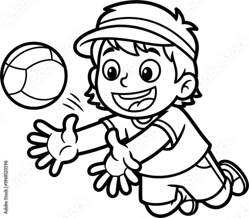 Boy playing with soccer ball enthusiastically.