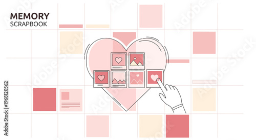 Digital Scrapbook Heart Interface with Photo Selection