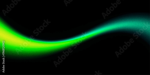 Abstract flowing light curve transitions from yellow to vibrant green