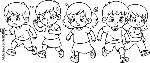 Group of happy children dancing together.