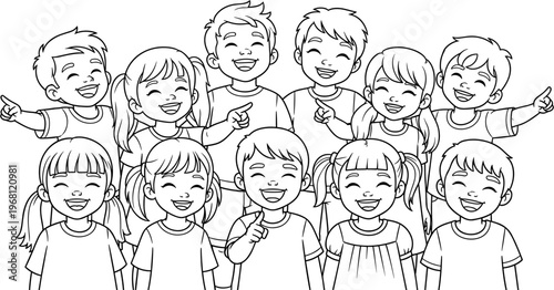 Group of happy smiling children together.
