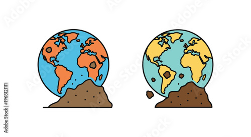 Dirty earth globe Line art creative abstract pattern illustration