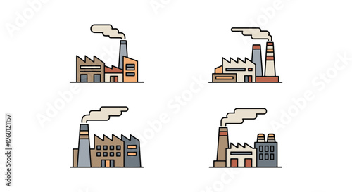 Dirty factory skyline Line art clean abstract colorful shapes vector