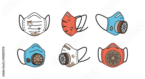 Dirty air mask Line art vector modern abstract illustration