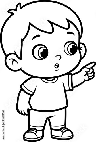 Little Boy Pointing Surprised Cartoon Character.
