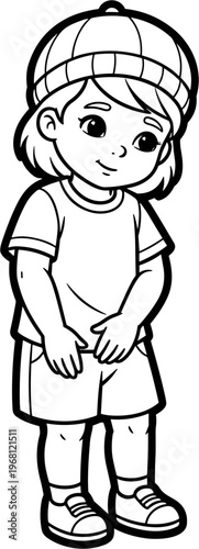 Little girl wearing a cap.