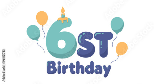 Birthday Celebration with Number Six Balloons and Candle