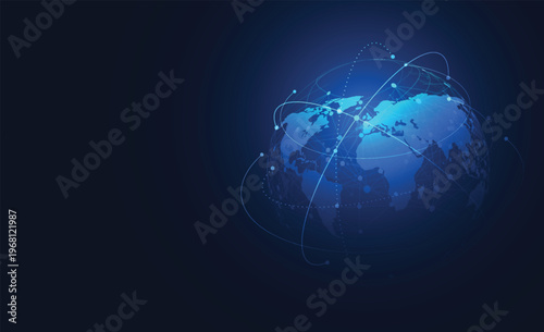 Global technology network connection design. World map point and line composition concept of global business. Vector Illustration