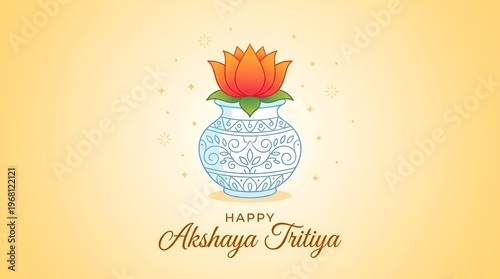 Akshaya Tritiya greeting design featuring a glowing diya surrounded by marigold flowers
