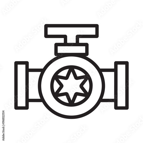 Simple black and white line drawing of an industrial valve component