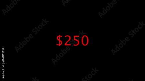 Increasing Dollar Currency Counter Animation on Black Background