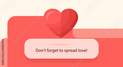 Pink Heart Shape with Spread Love Message - Valentines Day Graphic
