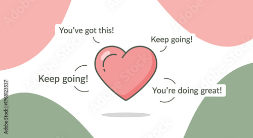 Pink Heart with Motivational Quotes, Encouragement and Support