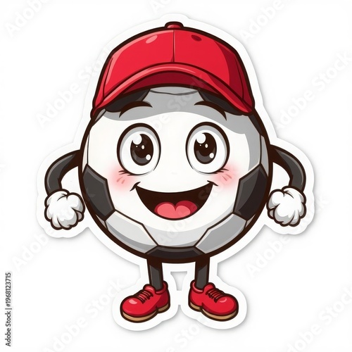 Football ball, character with arms and legs. Cartoon style, for logos, stickers, and children's designs, sports themes, football schools, and advertising. AI, EPS.
