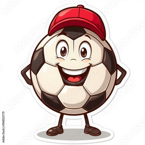 Football ball, character with arms and legs. Cartoon style, for logos, stickers, and children's designs, sports themes, football schools, and advertising. AI, EPS.