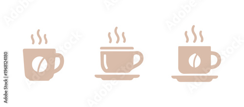 Minimal hot drink cup icon set in monochrome vector design.