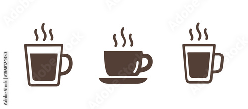 Set of hot drink cup icons in a clean one-color vector style.