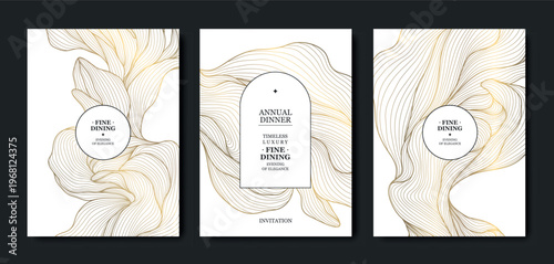 Luxury gold floral background with an elegant frame, delicate line flowers, ornamental leaves. Premium vector design for wedding invitations, gala cards, birthday flyers, monograms.