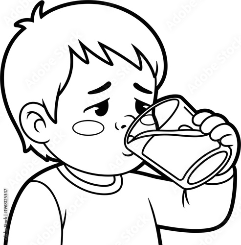 Boy drinking from a glass 1.