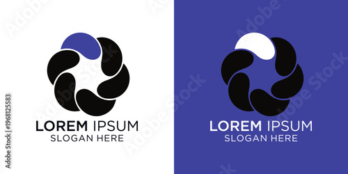Versatile logo design with placeholder text on white and blue backgrounds for modern businesses