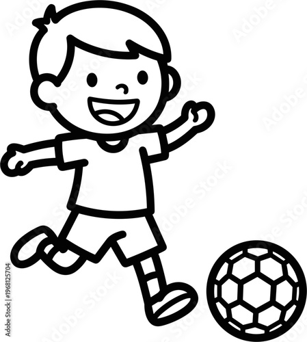 Boy Playing Soccer with Ball 5.