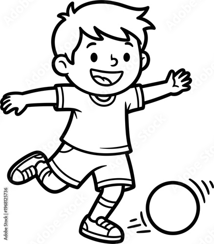 Boy Playing Soccer with Ball Energetically.
