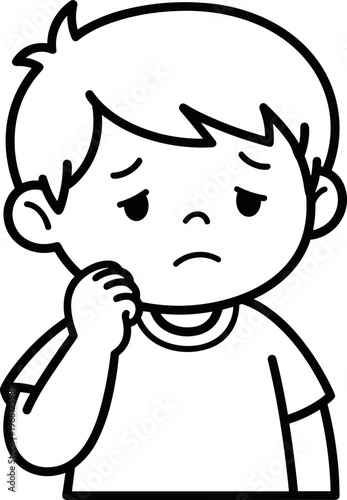 Boy with a puzzled facial expression.