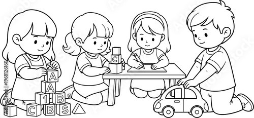 Children playing with toys together.