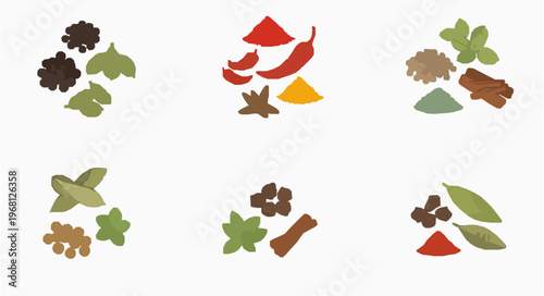 Modular spice illustration pack with regional classification